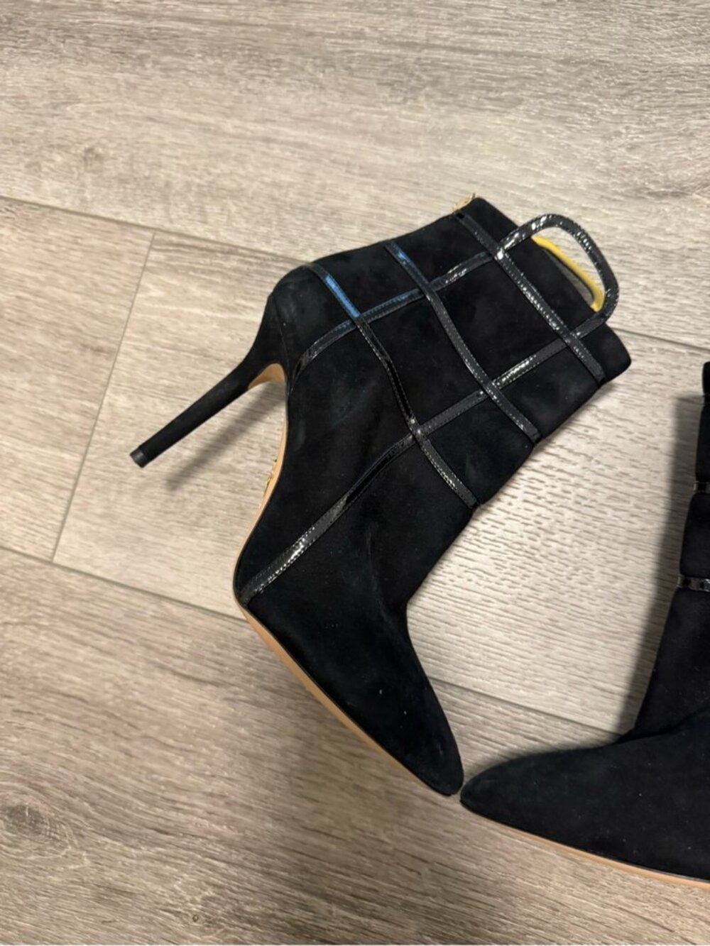 Charlotte Olympia Suede Boots black Lucinda pointed toe heeled boots size 36 - Picture 2 of 11